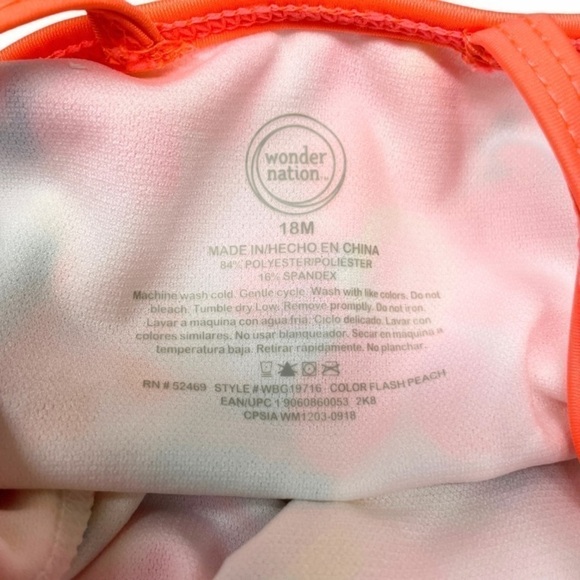 NWT One Piece Floral Print Swimsuit Infants Ruffle Spaghetti Strap Size 18 Mos - Picture 4 of 9